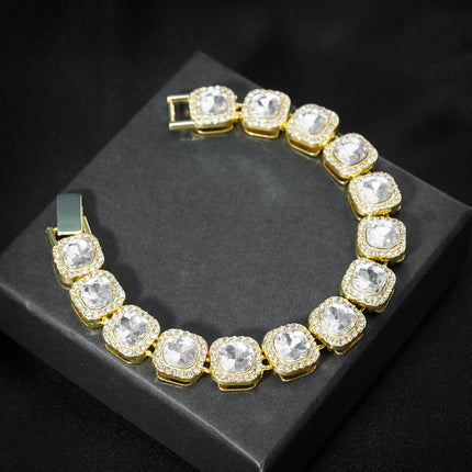2024 NEW Men Women Hip Hop tennis Chain Necklace 13mm Square CZ Stone Iced Out Bling Cuban Chains Necklace Fashion Charm Jewelry PlatiNum