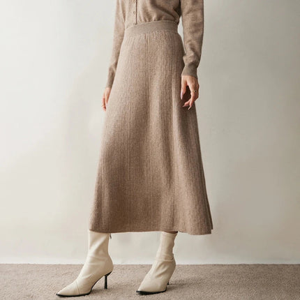 Choice New 100% Cashmere Skirt Women Long Skirt Autumn Winter Office Lady Soft Cashmere A Line Skirt Simple Grace Cashmere Dress PlatiNum