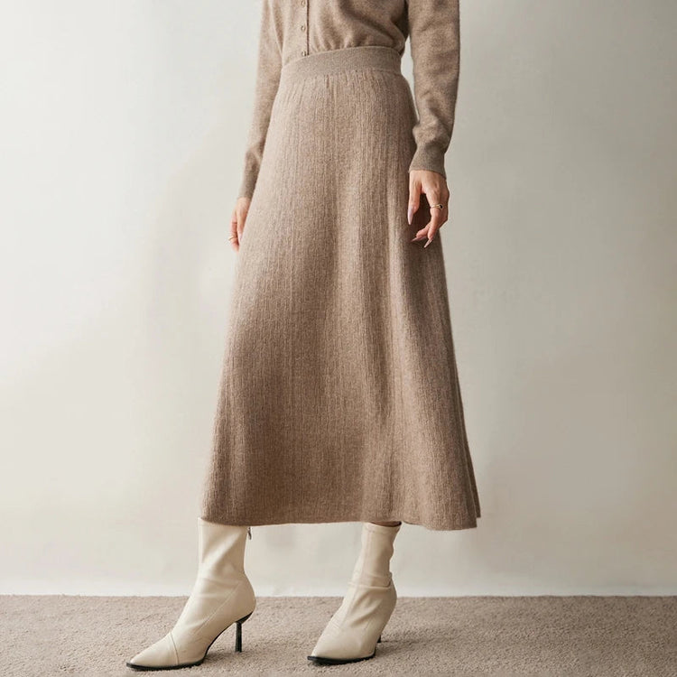 Choice New 100% Cashmere Skirt Women Long Skirt Autumn Winter Office Lady Soft Cashmere A Line Skirt Simple Grace Cashmere Dress PlatiNum