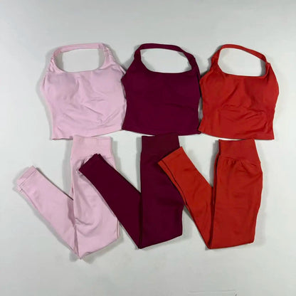 Yoga Gym Set 2 Piece Women Strappy Yoga Bra Top Workout Scrunch Shorts Sports Suit Fitness Clothes Seamless Yoga