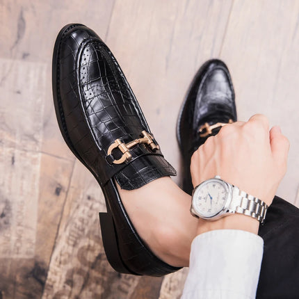 Scarpe Casual in Pelle da Uomo, Mocassini di Design con Fibbia Metallica, Scarpe Eleganti da Uomo per Affari, Nuove Scarpe di Lusso in Pelle