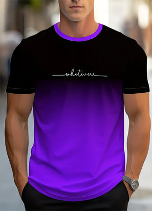 T-shirt homme imprimé lettre d'été T-shirt homme respirant confortable simple col rond Sport de plein air décontracté