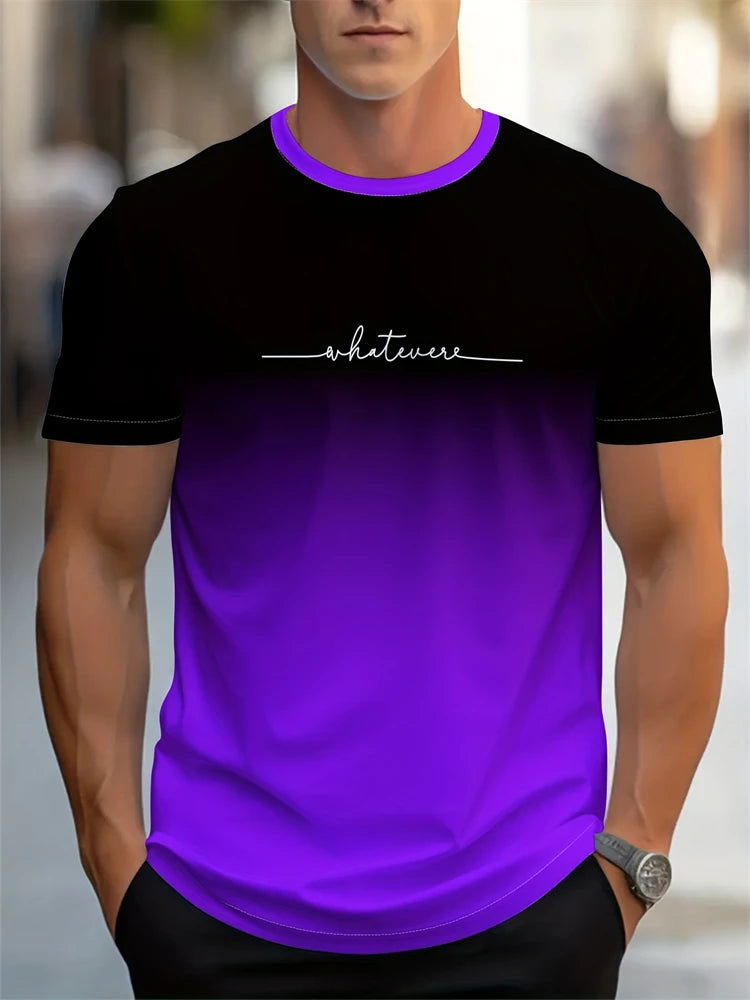 T-shirt stampata con motivo a lettera estiva da uomo T-shirt da uomo traspirante comoda semplice girocollo Sport all'aria aperta Top casual