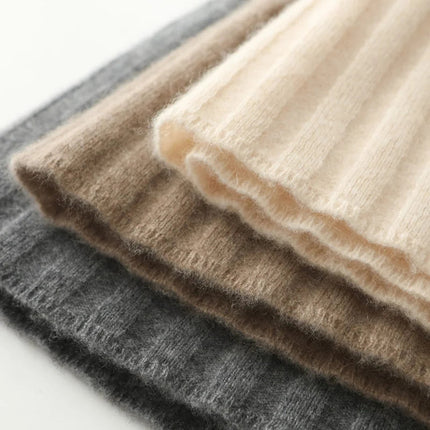 Korean Skirt 100% Merino Wool Women's Knitted Mini Skirt Autumn and Winter Women's Fashion Solid Color Small Umbrella Skirt PlatiNum