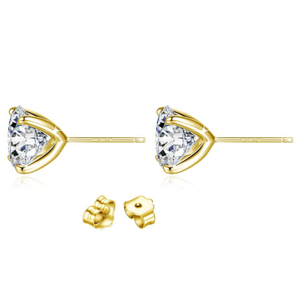 Orecchini a bottone in moissanite a 4 punte in oro massiccio 14 carati per le donne Orecchini a bottone con diamanti da sposa Gioielleria raffinata Regalo di compleanno platinumshop