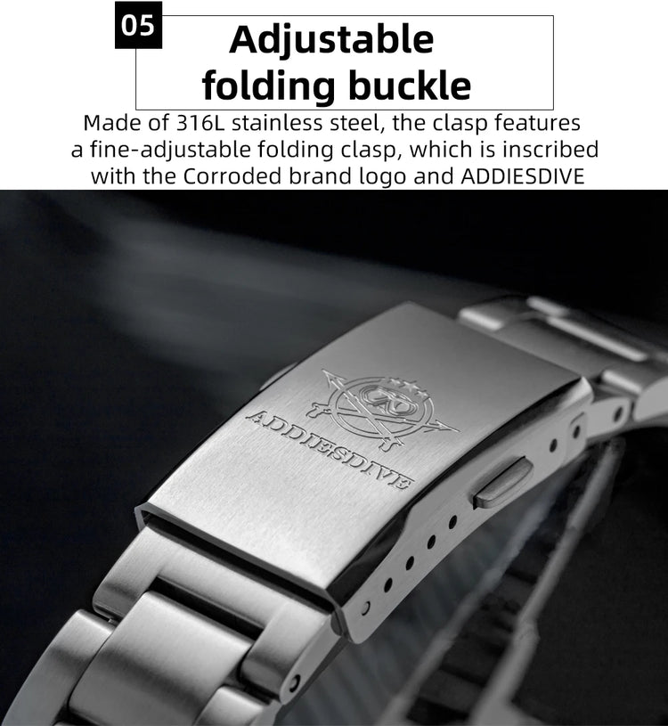 ADDIESDIVE Men's Automatic Mechanical Watch 316L Stainless Steel Luminous with Calendar 100M Waterproof Men's Wristwatch