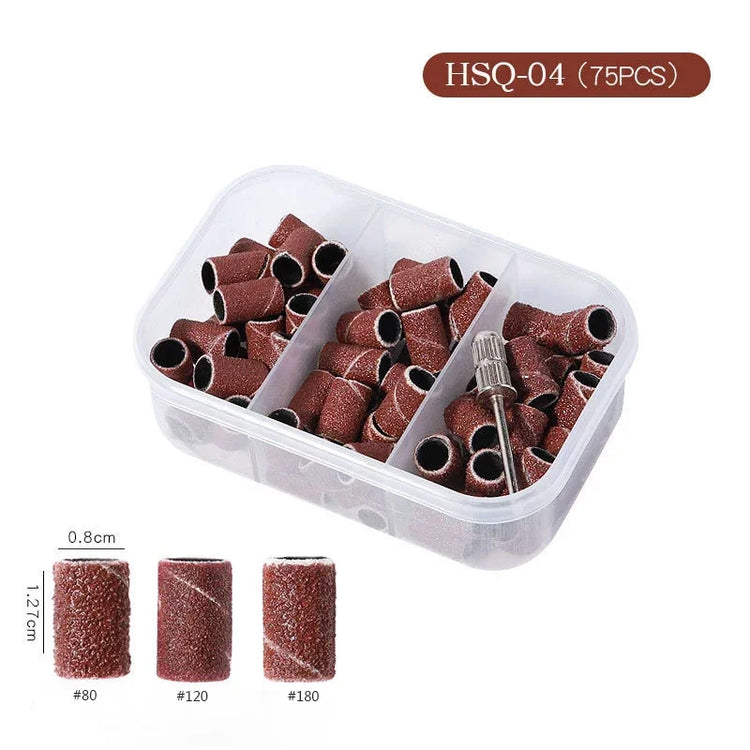 Nail Sanding Ring Bands 80/120/180/240 Grit Electric Manicure Drill Grinding Heads UV Gel Polish Removal Pedicure Abrasive Tools 2028