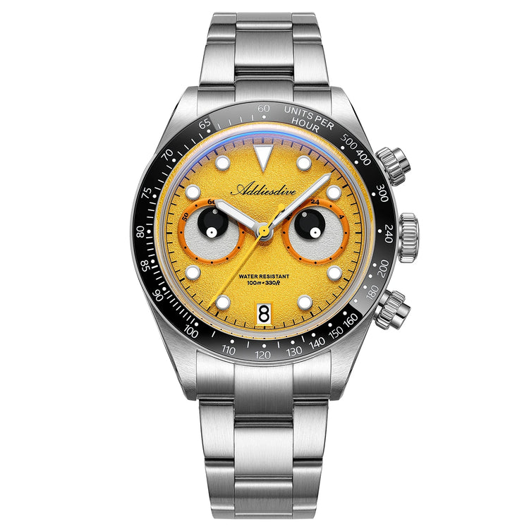 ADDIESDIVE VK64 Quartz Wristwatch Ceramic Bezel Chronograph Calendar Luxury Wristwatches Eyes Dial Bubble Mirror Glass Watches