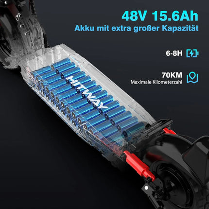 Monopattino elettrico Hitway, omologato per la circolazione stradale (Abee), monopattino elettrico per adulti da 10 pollici, batteria da 15.6ah, motore da 500W