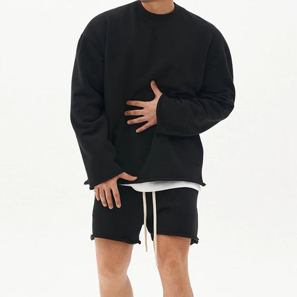 Mens Summer Cotton Sets Loose Sweatshirts Two-piece Kits Training Hoodie Pullover Hooded With Shorts Jogging Suits Streetwears PlatiNum