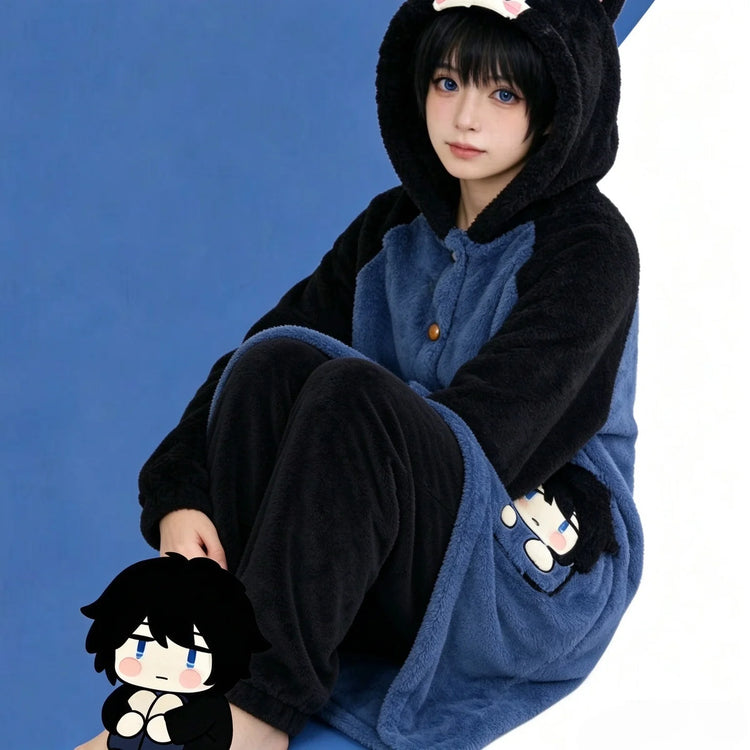 Demon Slayer Kanroji Mitsuri Tokito Muichiro Women Autumn Winter Loungewear Coral Fleece Robe  Love Hashira Cosplay Home Pajamas
