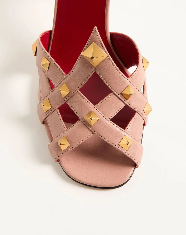 Sandali da donna con tacco alto e punta tonda, con rivetti e design a bocca di pesce, estivi 2026, alla moda, per feste, taglie forti platinumshop