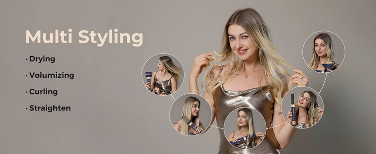 7‑In‑1 Multi‑Functional Hot Air Hair Styling Set,626-1- Curling Wand, Hair Dryer, Straightening Comb, Round Brush, Interchangeable Heads Household Salon Hair Care Styling Instrument