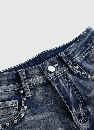 Low Rise Distressed Denim Shorts Female Jeans Womens Jeans Shorts Vintage Y2K Punk Style Embroidered Hot Pants PlatiNum