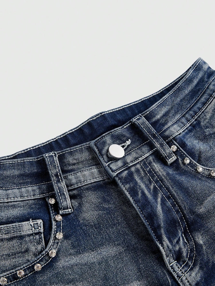 Low Rise Distressed Denim Shorts Female Jeans Womens Jeans Shorts Vintage Y2K Punk Style Embroidered Hot Pants PlatiNum
