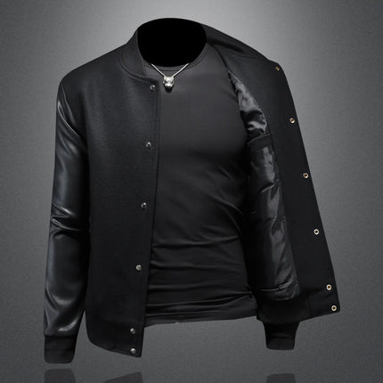 Minglu Spring Autumn Stand Collar Men's Jackets Luxury Bee Embroidery Single Breasted Sport Casual Male Coats Man Overcoat 5XL