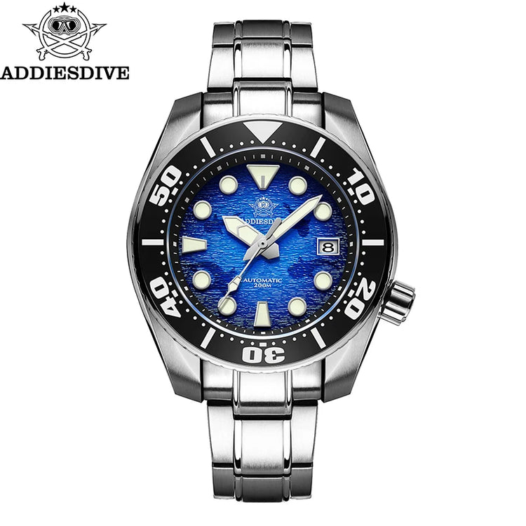 ADDIESDIVE Watches For Men Sapphire Luxury NH35 Mechanical Wristwatch 200m Waterproof Ceramic Bezel BGW9 Luminous Diving Watch