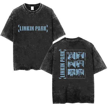 Linkin Meteora 20th Anniversary Park Washed T-Shirt Retro T-Shirt Comfortable Street Top Suitable for Men and Women