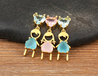 AIBEF Cuore Strass Ragazza e Ragazza Donna Ciondolo Collana Madre Cubic Zirconia Rame Dolce e Carino Gioielli Regalo di Fascino per Bambini