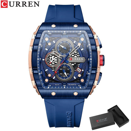 CURREN Orologio da uomo alla moda, marchio unico, design quadrato, lusso, nastro sportivo al quarzo, orologi da uomo impermeabili platinumshop