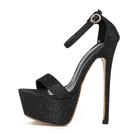Liyke Model Catwalk Sequined Platform Sandals For Women Sexy Open Toe Party Nachtclub Stripper Heels Pole Dance Shoes Size 34-46 PlatiNum