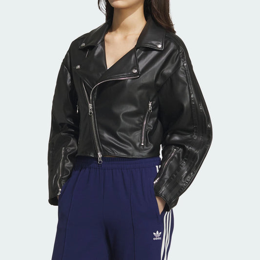 Adidas Official Genuine Originals Women's Biker Style Faux Leather Sports Jacket JL7553