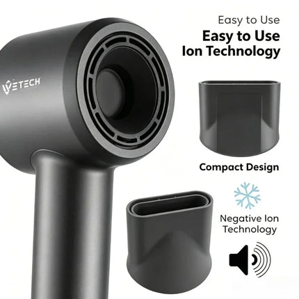 Lightweight Foldable Compact Hair Dryer, 1600W 2000W Negative Ions Blow Dryer, Fast‑Drying with Cold Air Function for Travel Salon Home Use