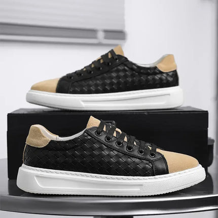Sneakers Premium Breathable Woven Black Casual Shoes for Men Lightweight Comfortable Daily Walking Outdoor Footwear