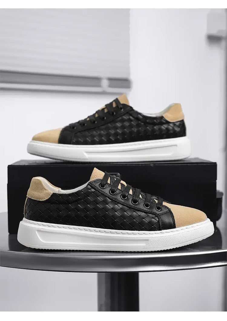 Sneakers Premium Breathable Woven Black Casual Shoes for Men Lightweight Comfortable Daily Walking Outdoor Footwear