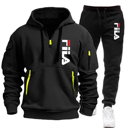 Autumn and winter hot selling men's hooded sweatshirt+casual pants two-piece outdoor multi pocket pullover and sports pants set PlatiNum