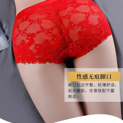 Transparent Lace Briefs Women Panties Girls Summer Underpants Plus Size Underwear Solid Color Sexy Lingerie XXL