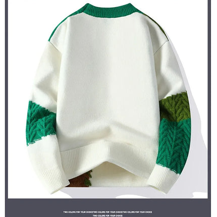 Thorn Style Spliced Knitted Sweater 2025 Fashionable High Street Autumn Winter Warm Men's Top Hip-hop Streetwear Fishing Sports