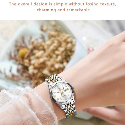 POEDAGAR elegante orologio da polso da donna al quarzo impermeabile luminoso data settimana orologio da donna orologi da donna casual in acciaio inossidabile reloj platinumshop