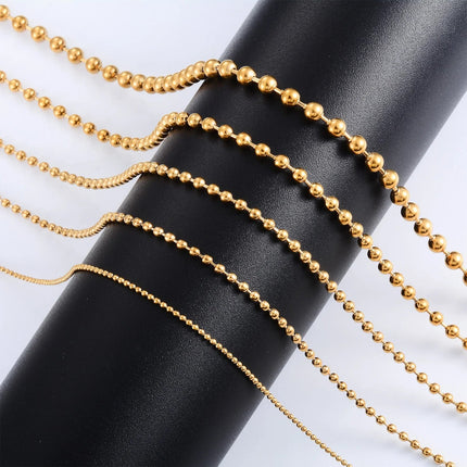 Accessori per gioielli con collana di perline rotonde con catena a sfera in acciaio inossidabile color oro da 1,2 mm-4.0 mm per pendente PlatiNum