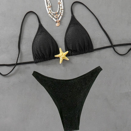 Maillot de bain sexy taille basse 2026, nouveau bikini licou avec étoiles de mer, maillot de bain femme à nouer, vêtements de plage, maillots brésiliens