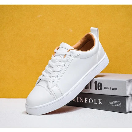 Men's High-End Casual Red Sole Board Oes Waterproof Sports Commuter Busin White Oes Simple Design Versatile Briti Sle