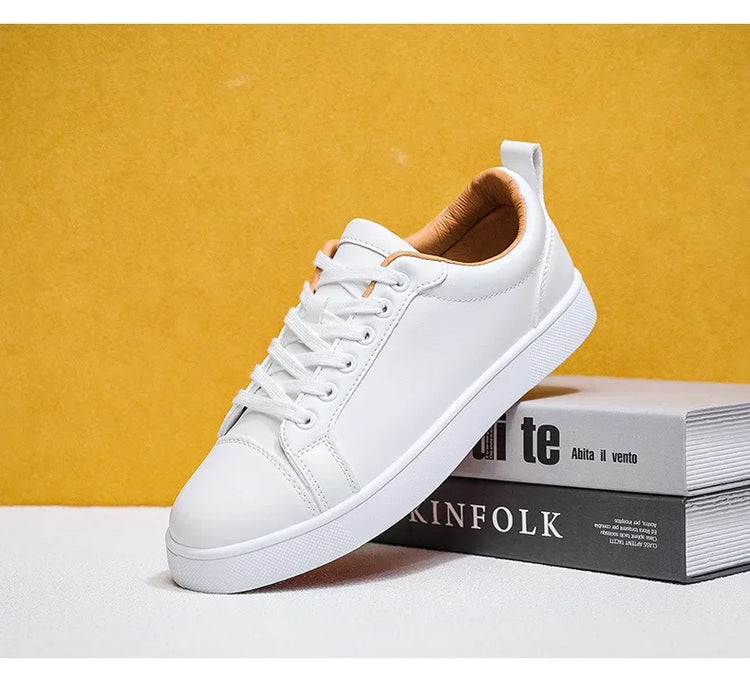 Men's High-End Casual Red Sole Board Oes Waterproof Sports Commuter Busin White Oes Simple Design Versatile Briti Sle