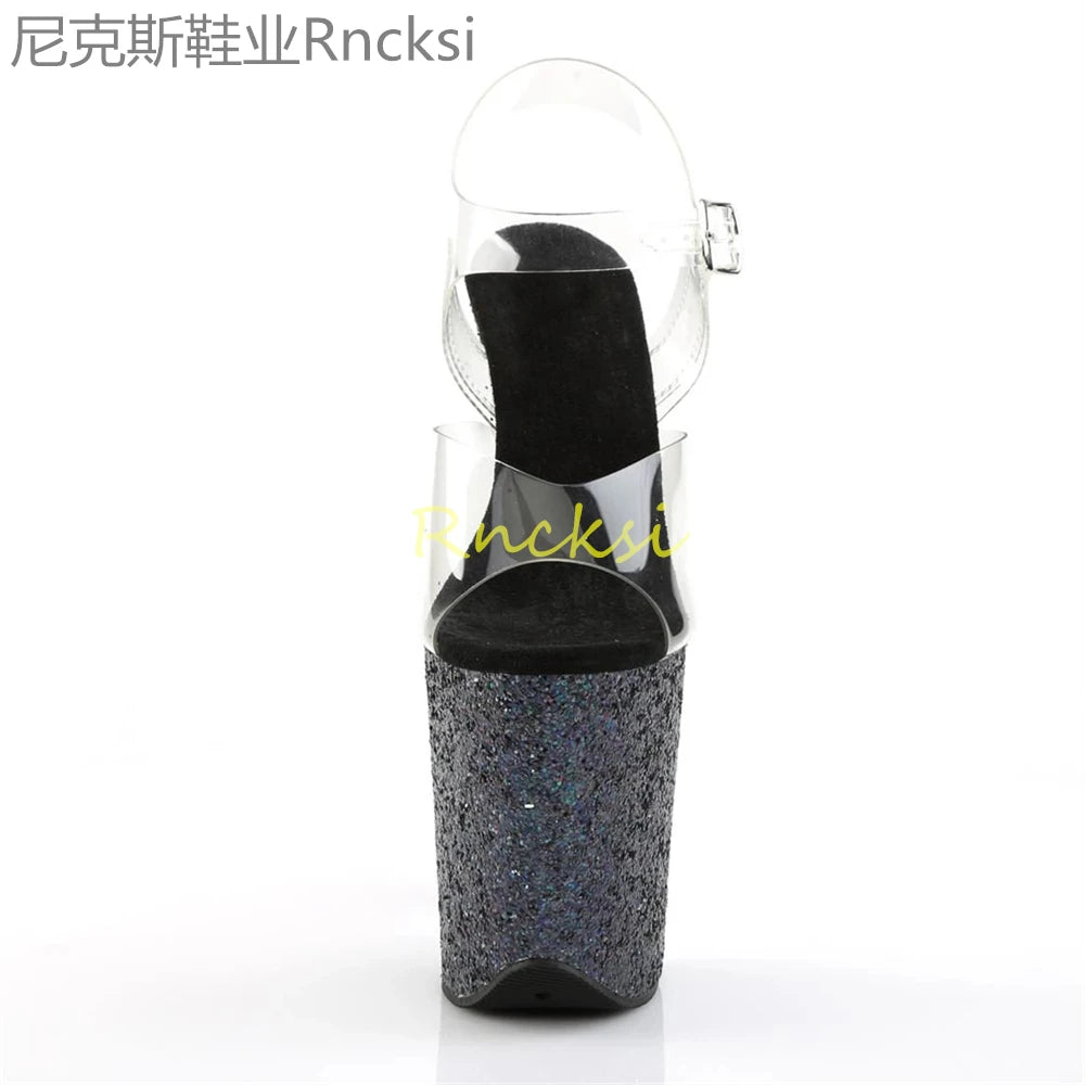 20cm High-heeled sandals women's new transparent word with high heels, stilettos and sexy super high-heeled sandals