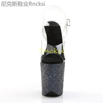 20cm High-heeled sandals women's new transparent word with high heels, stilettos and sexy super high-heeled sandals