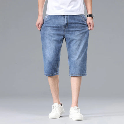 Nuovi Pantaloncini in Denim Sottili da Uomo Estate 2026, Morbidi e Confortevoli, Effetto Seta Ghiaccio, Vestibilità Ampia, Blu Chiaro e Blu Scuro, Taglie Grandi