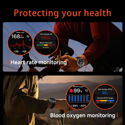 Military Grade Sapphire Smart Watch HeartRate SO2 BT5.3 Call Custom dial Smartwatch for Men Breathable Band Sports watch 1400mAh