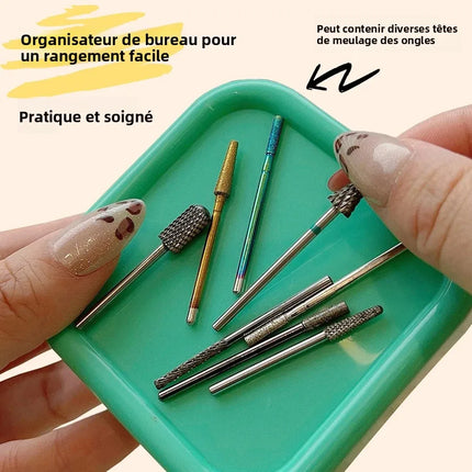 Portable Magnetic Nail Art Organizer Tray Cat Eyes Design Storage Container for Nail Grinding Heads Tool Holder