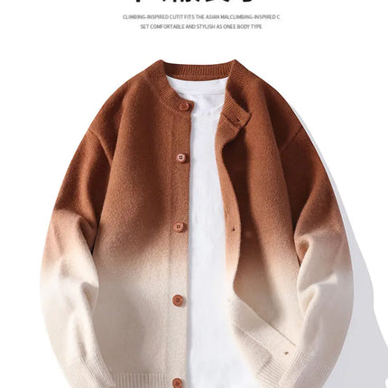 Legible Autumn and Winter Casual Sweater Men Loose Knitted Cardigan Male Round Neck Collar Sweatercoats Man