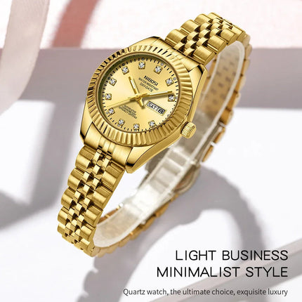 NIBOSI Orologi da donna con diamanti Orologio da donna casual di moda di lusso delle migliori marche Orologio da donna con data settimanale automatica impermeabile Reloj platinumshop
