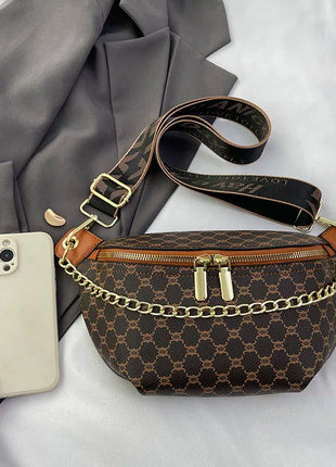 Women Chain Waist Bag Luxury Designer Chest Pack Quality PU Leather Fanny Pack Phone Purse Female Shoulder Crossbody Bag PlatiNum