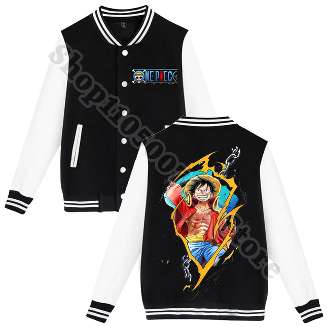 Autumn Fashion Varsity Jacket Anime One Piece Casual Baseball Jackets Adult Children Clothes Cute Sweatshirt Coat Xmas Gift 2026