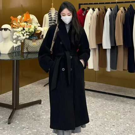 DUTRIEUX Women's Coat Double-sided 10% Cashmere 90% Wool Women's Long Coat Jacket, 2025 Winter New Long Cashmere Coat Women