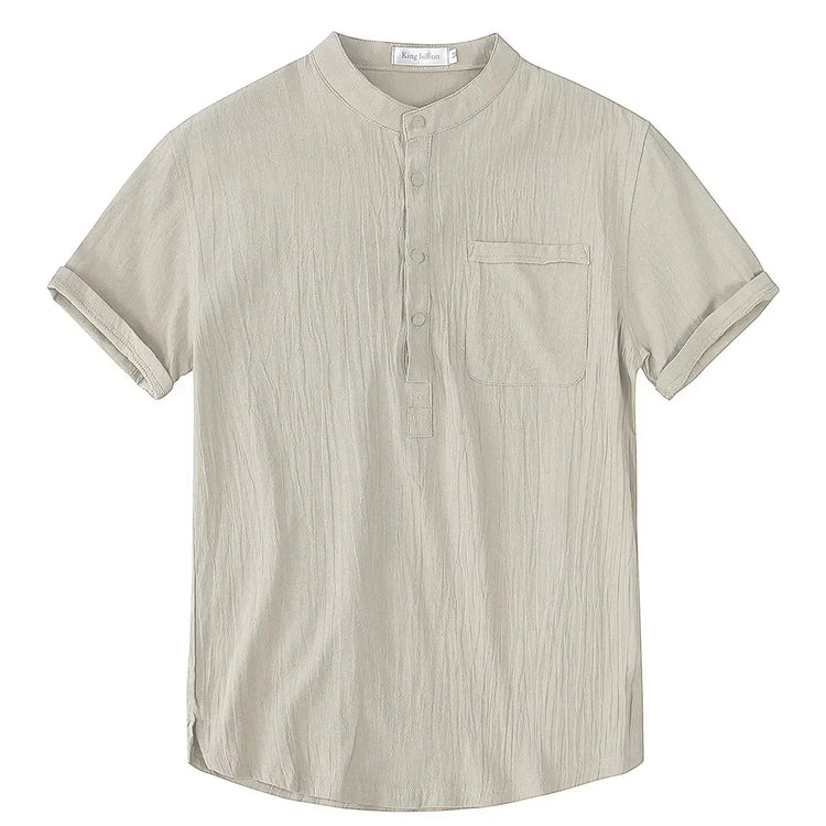 T-shirt da uomo a maniche corte in cotone e lino T-shirt da uomo casual Tinta unita Camicia estiva Maschile accogliente e traspirante