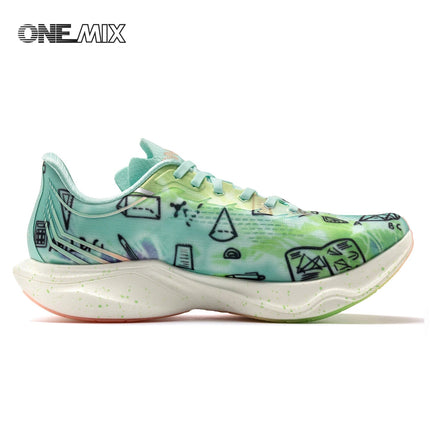 Scarpe da Corsa ONEMIX Marathon con Piastra in Carbonio, Supporto Professionale Stabile, Ammortizzazione, Ultra-leggere e Reattive per Uomo PlatiNum