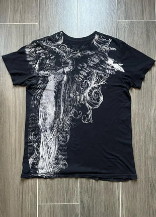 2025 Nuova T-shirt con stampa teschio retrò americano in puro cotone con girocollo e top estivi euro